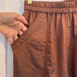 Current Air Copper Crinkle Satin Joggers from Athropologie